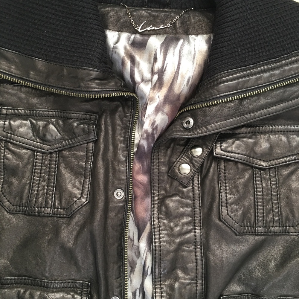 Line brand Black Lambskin soft leather jacket XS - Picture 3 of 8